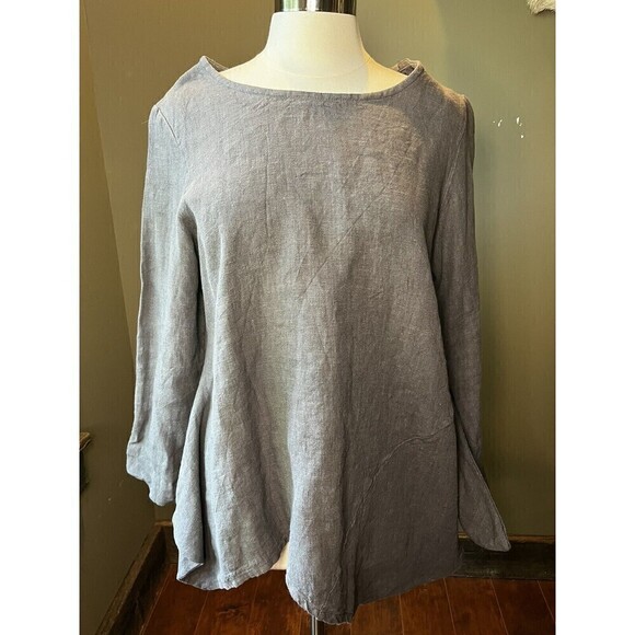 Bryn walker Gray 100% Linen asymmetric Flowy Boho Top Sz Small - Picture 1 of 8